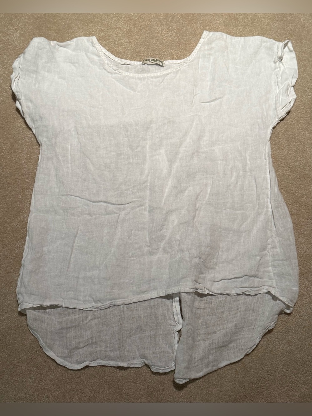TERZO MELLENNO Linen White Blouse Top White